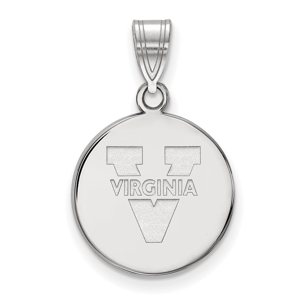 Sterling Silver Rhodium-plated LogoArt University of Virginia Medium Disc Pendant