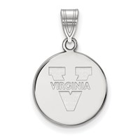 Sterling Silver Rhodium-plated LogoArt University of Virginia Medium Disc Pendant view 1