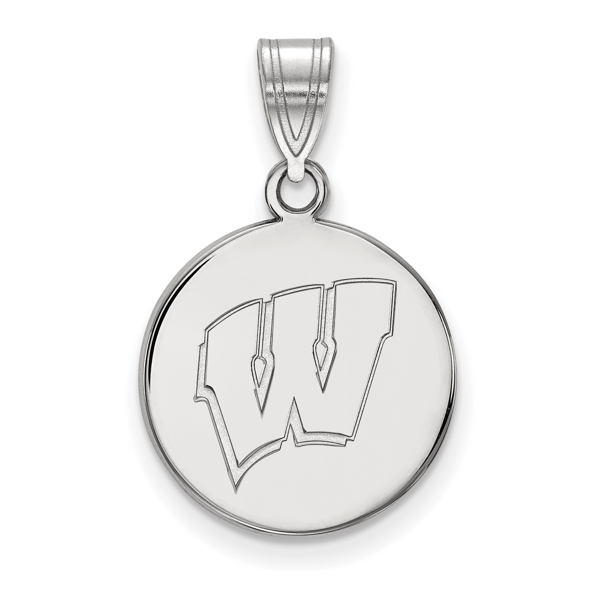 LogoArt University of Wisconsin Letter W Medium Disc Pendant Sterling/Gold