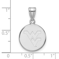 Sterling Silver Rhodium-plated LogoArt West Virginia University W-v Medium Disc Pendant view 2