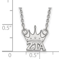 Sterling Silver Rhodium-plated LogoArt Zeta Tau Alpha Sorority Symbol Extra Small Pendant Necklace, 18" view 2