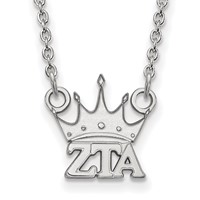 Sterling Silver Rhodium-plated LogoArt Zeta Tau Alpha Sorority Symbol Extra Small Pendant Necklace, 18" view 1