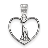 Sterling Silver Rhodium-plated LogoArt Alpha Epsilon Phi Sorority Symbol Heart Pendant view 1