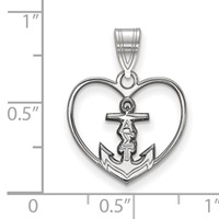 Sterling Silver Rhodium-plated LogoArt Alpha Sigma Tau Sorority Symbol Heart Pendant view 2