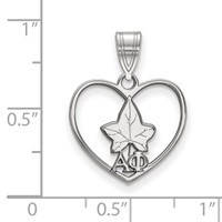 Sterling Silver Rhodium-plated LogoArt Alpha Phi Sorority Symbol Heart Pendant view 2