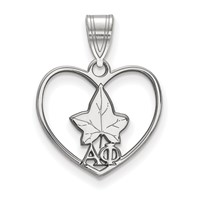 Sterling Silver Rhodium-plated LogoArt Alpha Phi Sorority Symbol Heart Pendant view 1