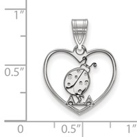 Sterling Silver Rhodium-plated LogoArt Alpha Sigma Alpha Sorority Symbol Heart Pendant view 2