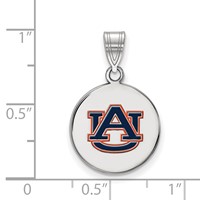 Sterling Silver Rhodium-plated LogoArt Auburn University Medium Enameled Disc Pendant view 2