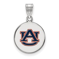 Sterling Silver Rhodium-plated LogoArt Auburn University Medium Enameled Disc Pendant view 1