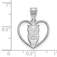 Sterling Silver Rhodium-plated LogoArt Chi Omega Sorority Symbol Heart Pendant view 2