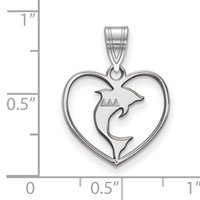 Sterling Silver Rhodium-plated LogoArt Delta Delta Delta Sorority Symbol Heart Pendant view 2