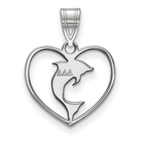 Sterling Silver Rhodium-plated LogoArt Delta Delta Delta Sorority Symbol Heart Pendant view 1