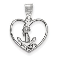 Sterling Silver Rhodium-plated LogoArt Delta Gamma Sorority Symbol Heart Pendant view 1