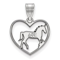 Sterling Silver Rhodium-plated LogoArt Delta Phi Epsilon Sorority Symbol Heart Pendant view 1