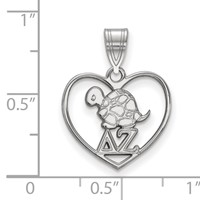 Sterling Silver Rhodium-plated LogoArt Delta Zeta Sorority Symbol Heart Pendant view 2