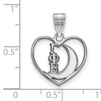 Sterling Silver Rhodium-plated LogoArt Gamma Phi Beta Sorority Symbol Heart Pendant view 2