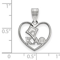 Sterling Silver Rhodium-plated LogoArt Kappa Alpha Theta Sorority Symbol Heart Pendant view 2