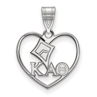 Sterling Silver Rhodium-plated LogoArt Kappa Alpha Theta Sorority Symbol Heart Pendant view 1