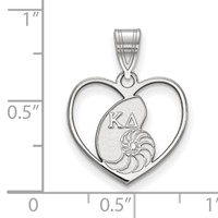 Sterling Silver Rhodium-plated LogoArt Kappa Delta Sorority Symbol Heart Pendant view 2