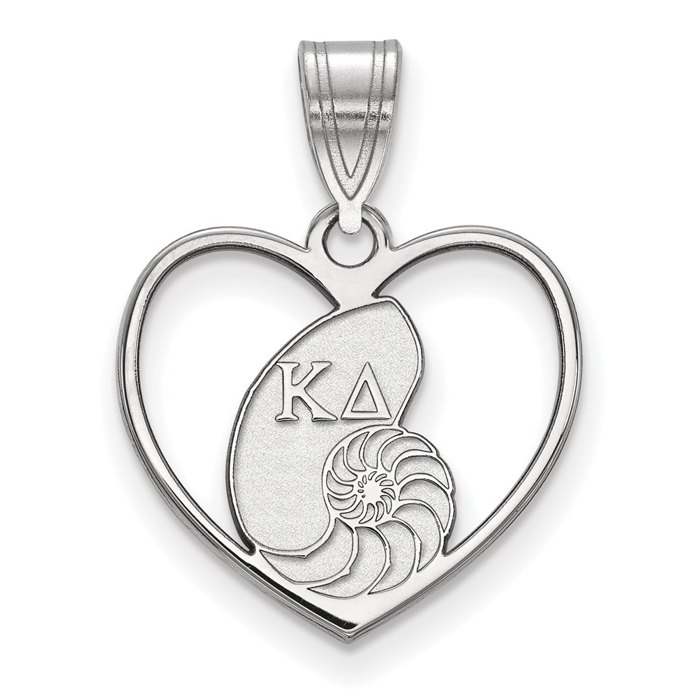 Sterling Silver Rhodium-plated LogoArt Kappa Delta Sorority Symbol Heart Pendant