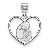 Sterling Silver Rhodium-plated LogoArt Kappa Delta Sorority Symbol Heart Pendant view 1
