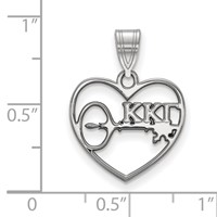 Sterling Silver Rhodium-plated LogoArt Kappa Kappa Gamma Sorority Symbol Heart Pendant view 2