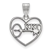 Sterling Silver Rhodium-plated LogoArt Kappa Kappa Gamma Sorority Symbol Heart Pendant view 1