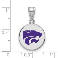 Sterling Silver Rhodium-plated LogoArt Kansas State University Wildcat Medium Enameled Disc Pendant view 2