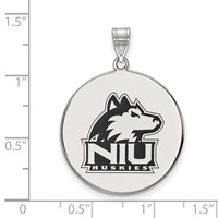 Sterling Silver Rhodium-plated LogoArt Northern Illinois University N-i-u Huskies Extra Large Enameled Disc Pendant view 2