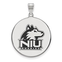 Sterling Silver Rhodium-plated LogoArt Northern Illinois University N-i-u Huskies Extra Large Enameled Disc Pendant view 1