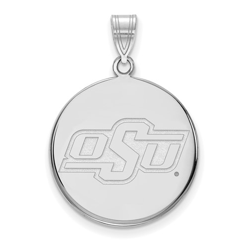 Sterling Silver Rhodium-plated LogoArt Oklahoma State University O-s-u Large Disc Pendant