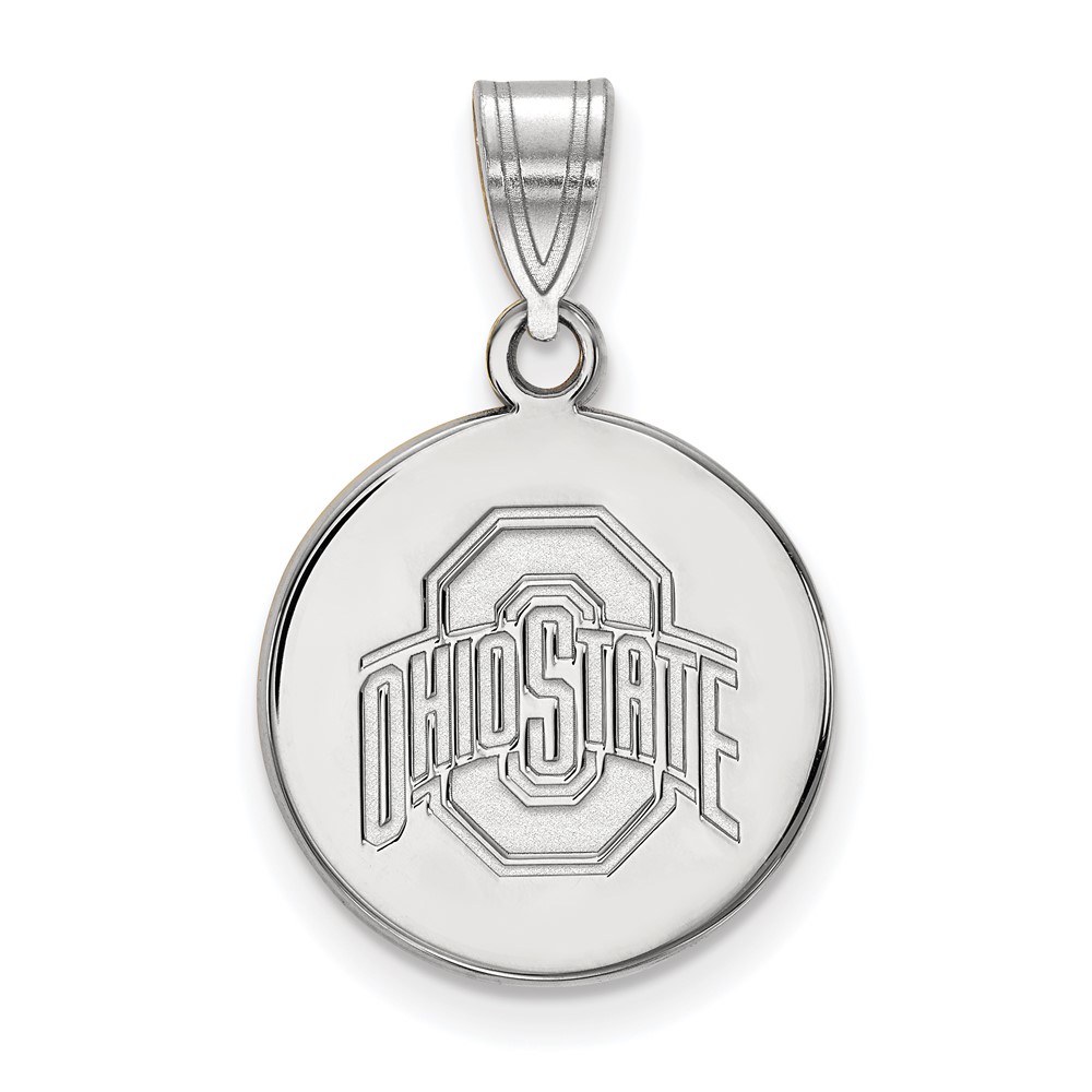 Sterling Silver Rhodium-plated LogoArt the Ohio State University Medium Disc Pendant