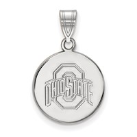 Sterling Silver Rhodium-plated LogoArt the Ohio State University Medium Disc Pendant view 1