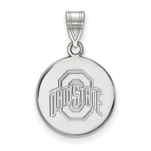 Sterling Silver Rhodium-plated LogoArt the Ohio State University Medium Disc Pendant