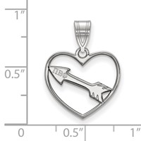 Sterling Silver Rhodium-plated LogoArt Pi Beta Phi Sorority Symbol Heart Pendant view 2