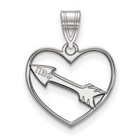 Sterling Silver Rhodium-plated LogoArt Pi Beta Phi Sorority Symbol Heart Pendant view 1