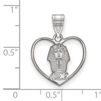Sterling Silver Rhodium-plated LogoArt Phi Sigma Sigma Sorority Symbol Heart Pendant view 2