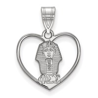 Sterling Silver Rhodium-plated LogoArt Phi Sigma Sigma Sorority Symbol Heart Pendant view 1