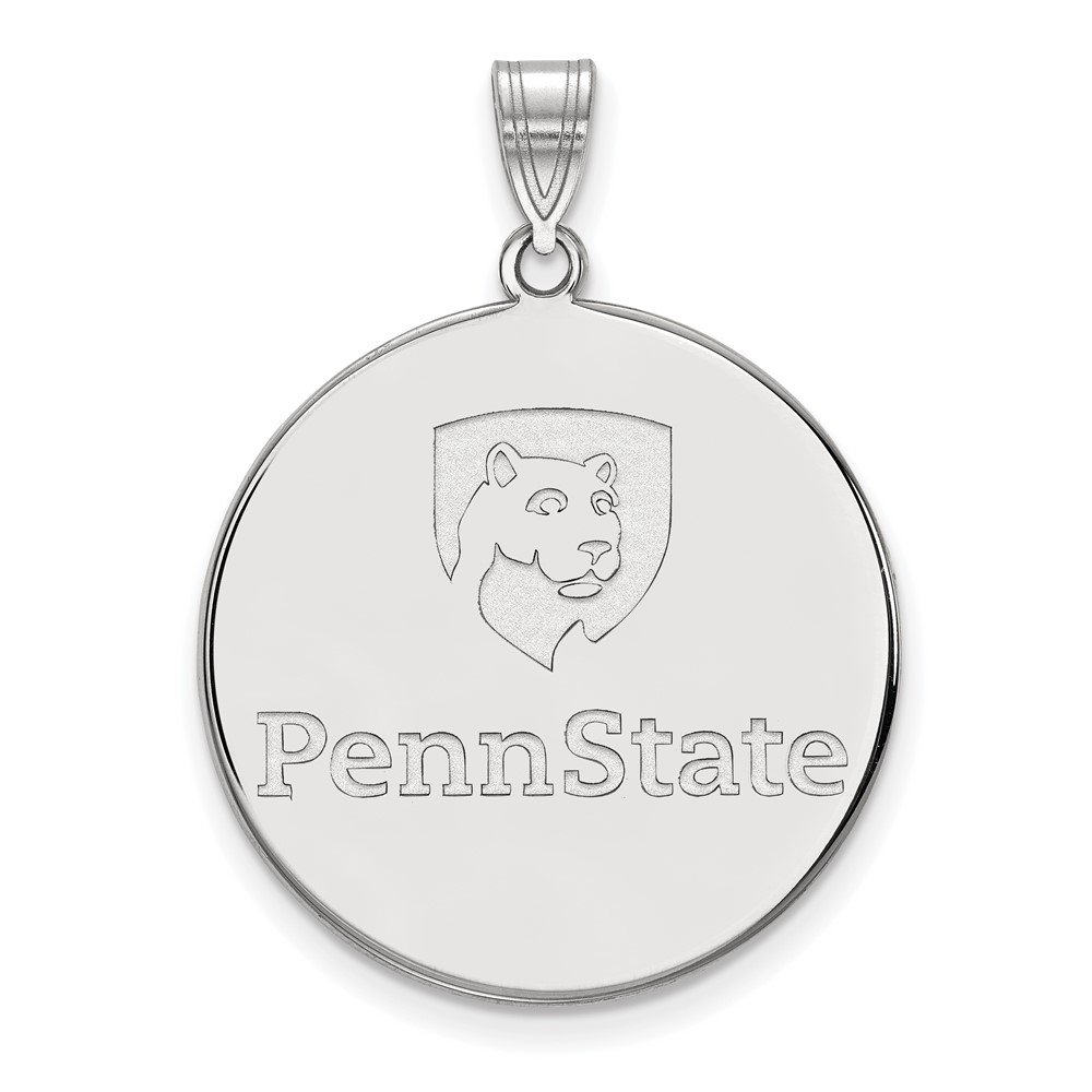 Sterling Silver Rhodium-plated LogoArt Penn State University Extra Large Disc Pendant