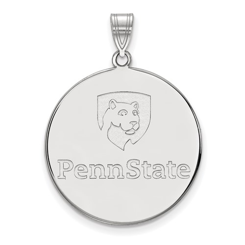 Sterling Silver Rhodium-plated LogoArt Penn State University Extra Large Disc Pendant