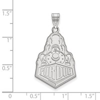 Sterling Silver Rhodium-plated LogoArt Purdue University Boilermakers Train Logo Extra Large Pendant view 2