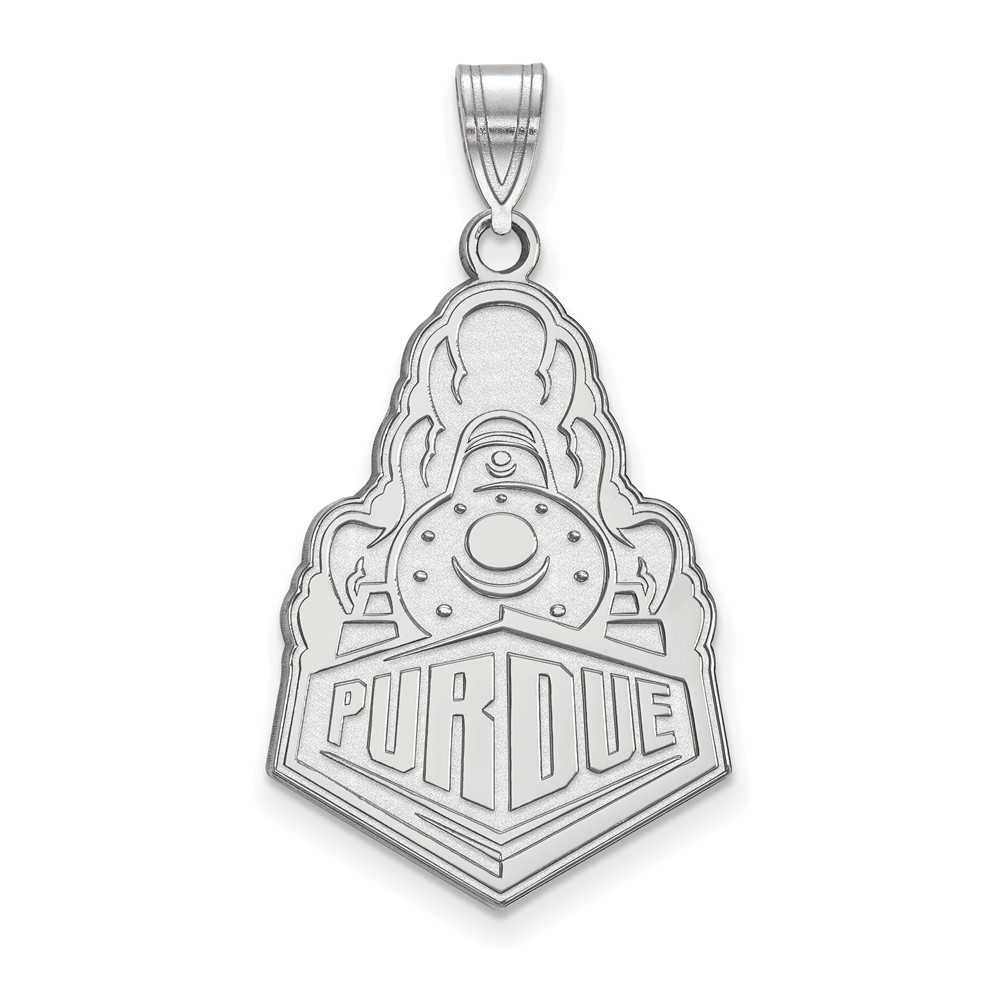 Sterling Silver Rhodium-plated LogoArt Purdue University Boilermakers Train Logo Extra Large Pendant