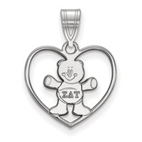 Sterling Silver Rhodium-plated LogoArt Sigma Delta Tau Sorority Symbol Heart Pendant view 1