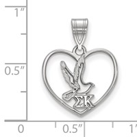 Sterling Silver Rhodium-plated LogoArt Sigma Kappa Sorority Symbol Heart Pendant view 2