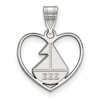 Sterling Silver Rhodium-plated LogoArt Sigma Sigma Sigma Sorority Symbol Heart Pendant view 1