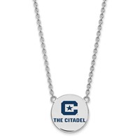 Sterling S. Rh-p LogoArt the Citadel Large Enamel Pendant with Necklace view 2