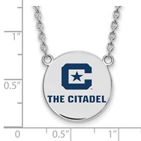 Sterling S. Rh-p LogoArt the Citadel Large Enamel Pendant with Necklace view 3