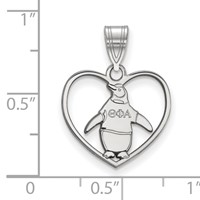 Sterling Silver Rhodium-plated LogoArt Theta Phi Alpha Sorority Symbol Heart Pendant view 2