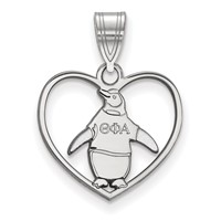 Sterling Silver Rhodium-plated LogoArt Theta Phi Alpha Sorority Symbol Heart Pendant view 1