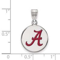 Sterling Silver Rhodium-plated LogoArt University of Alabama Letter a Medium Enameled Disc Pendant view 2